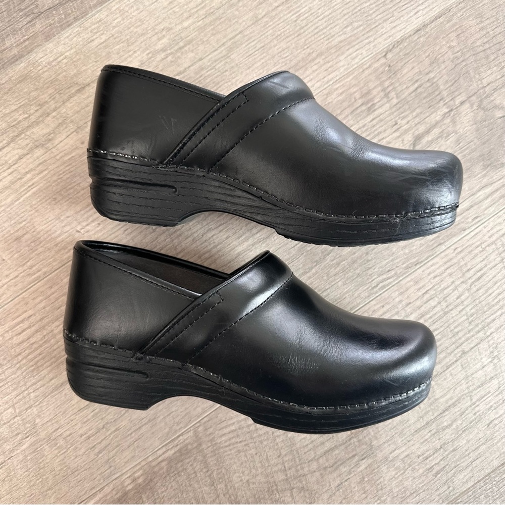 Dansko Black Leather Mules